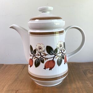 VTG Winterling Floral Leaves Tea Pot-Ivory/Forest Flowers-Bavaria-Cottagecore